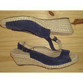 Lands End Blue Bast suede sling backs espadrilles Sz 10