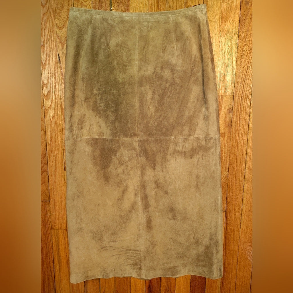 Bernardo Tan Suede Pencil Skirt Sz 12