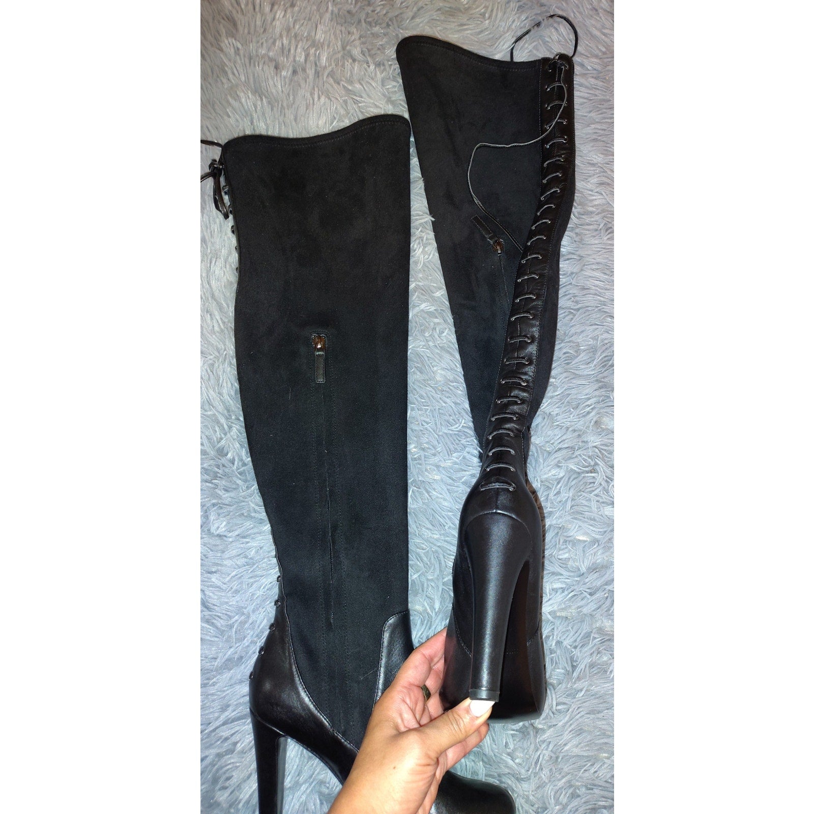 Nine West leather & suede thigh high boots sz 7