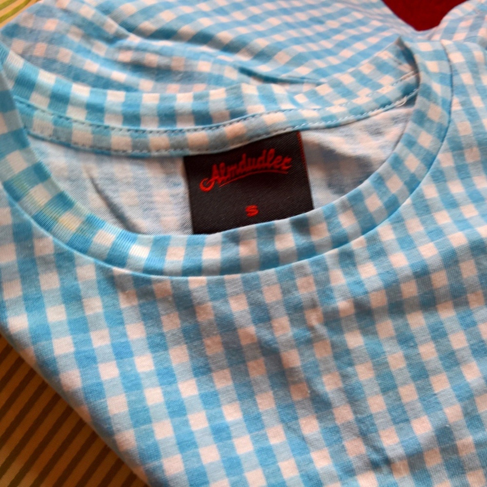 Gingham Lederhosen  Austrian Soda T shirt! NWOT