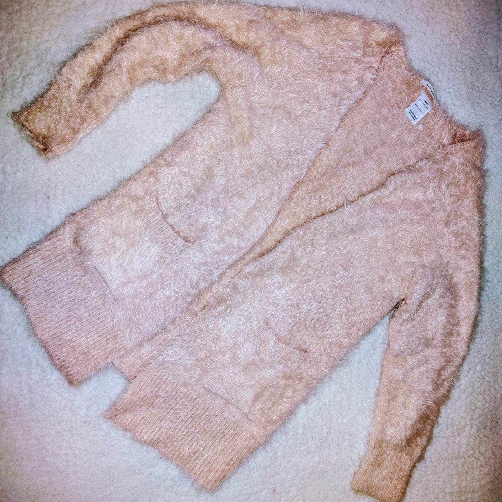 Zara Fuzzy Pink Women's Cardigan Sz 10