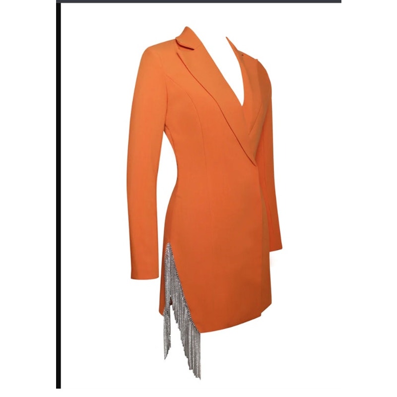 Miss Circle Crystal Fringe Freya Blazer Dress NWT Sz S