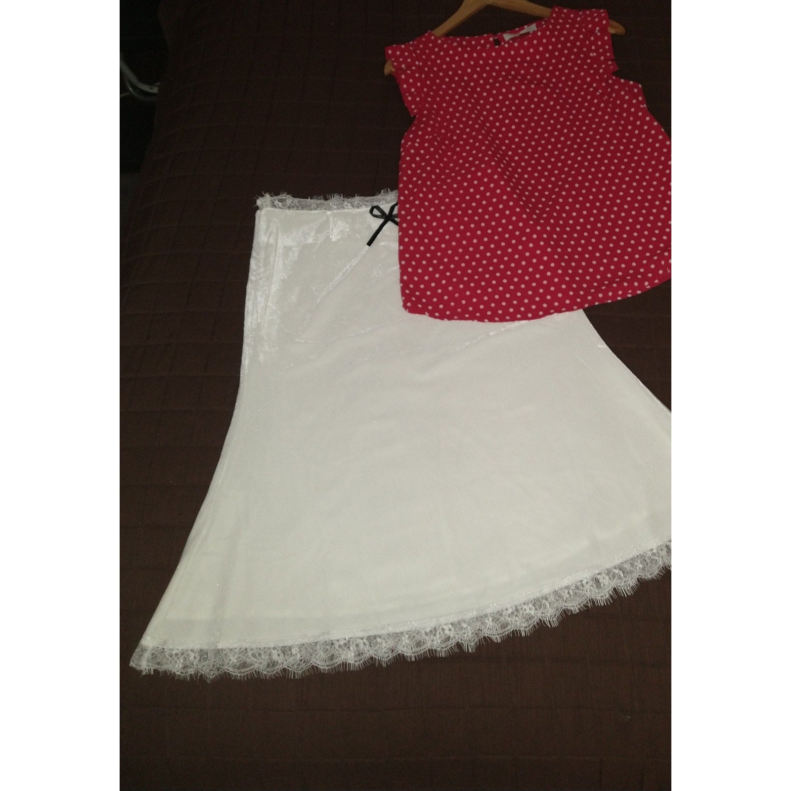 Monteau LA Red Polka Dot top SZ S