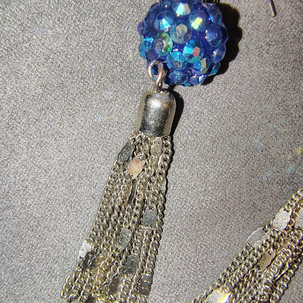Blue and Silver Dangle Earrings
