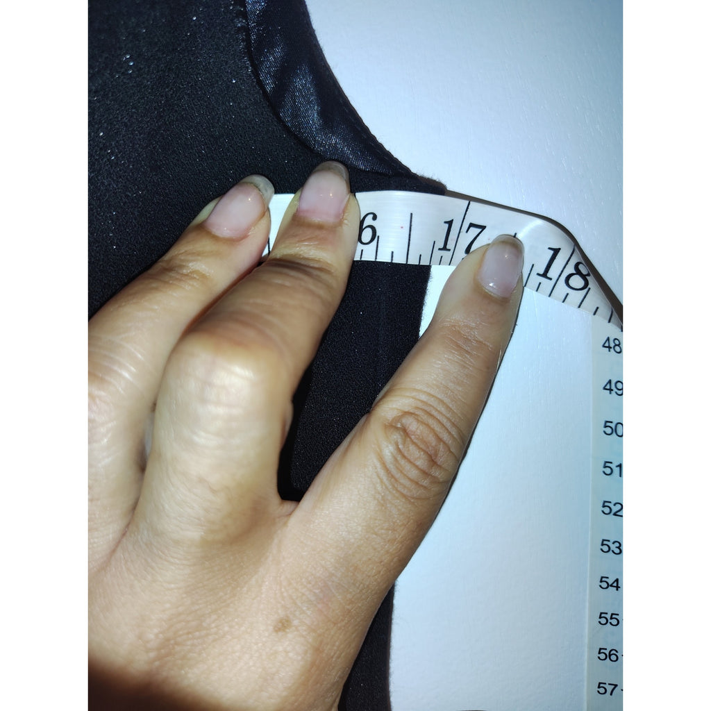 White House Black Market, Black glittered asymmetrical ruffle detail dress SZ 0