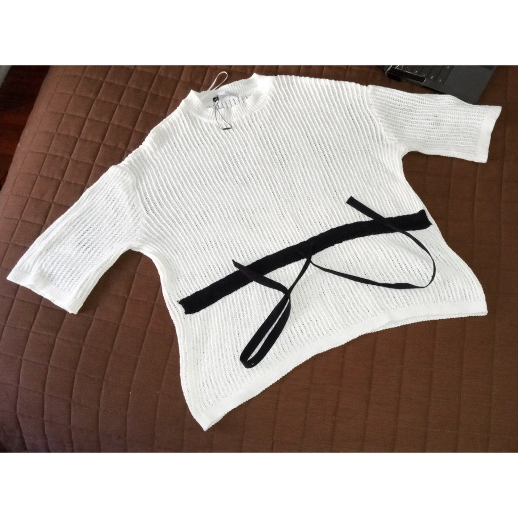 Zara sheer shirt w/ Drawstring detail S