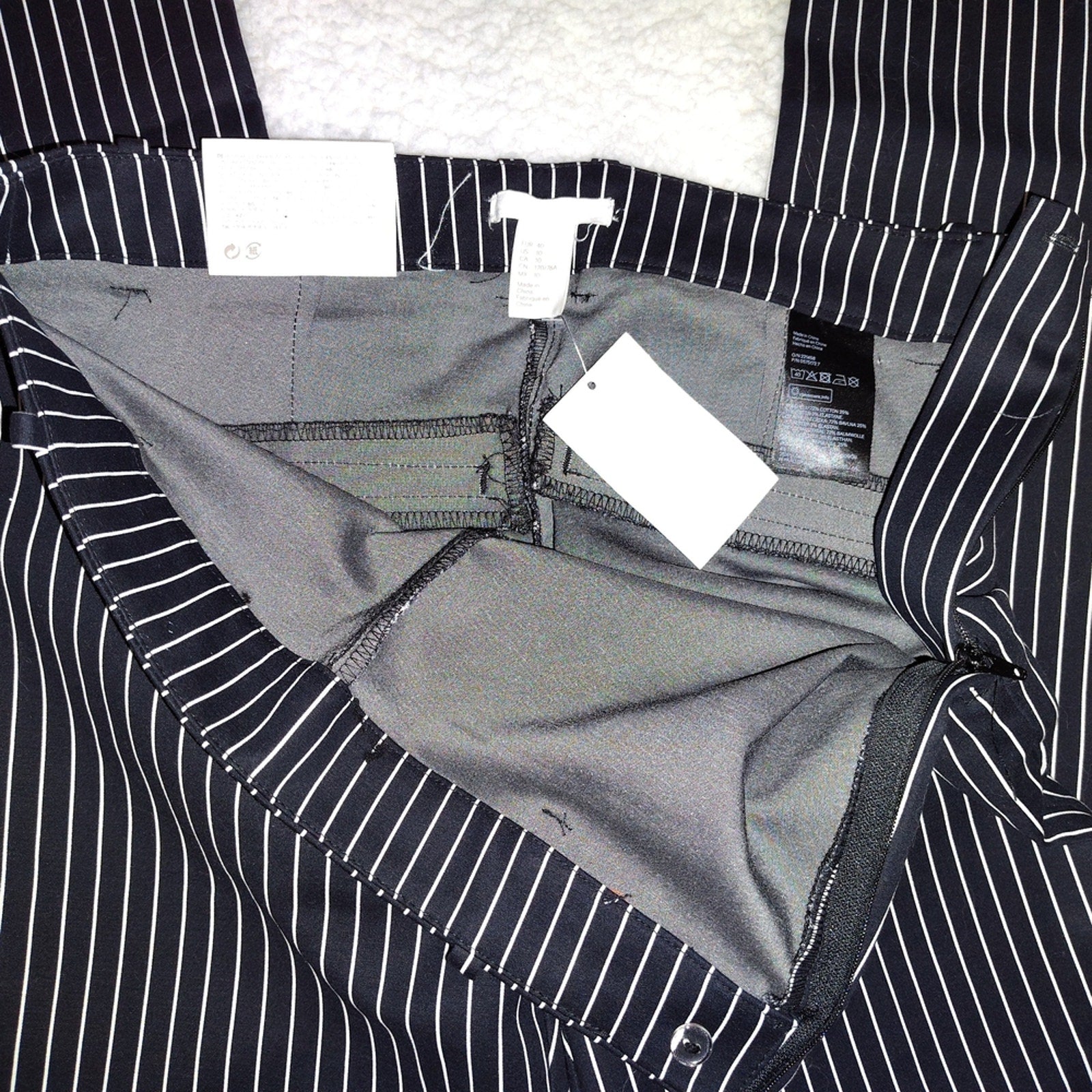 H&M Black and White Striped Dress Pants Sz 10