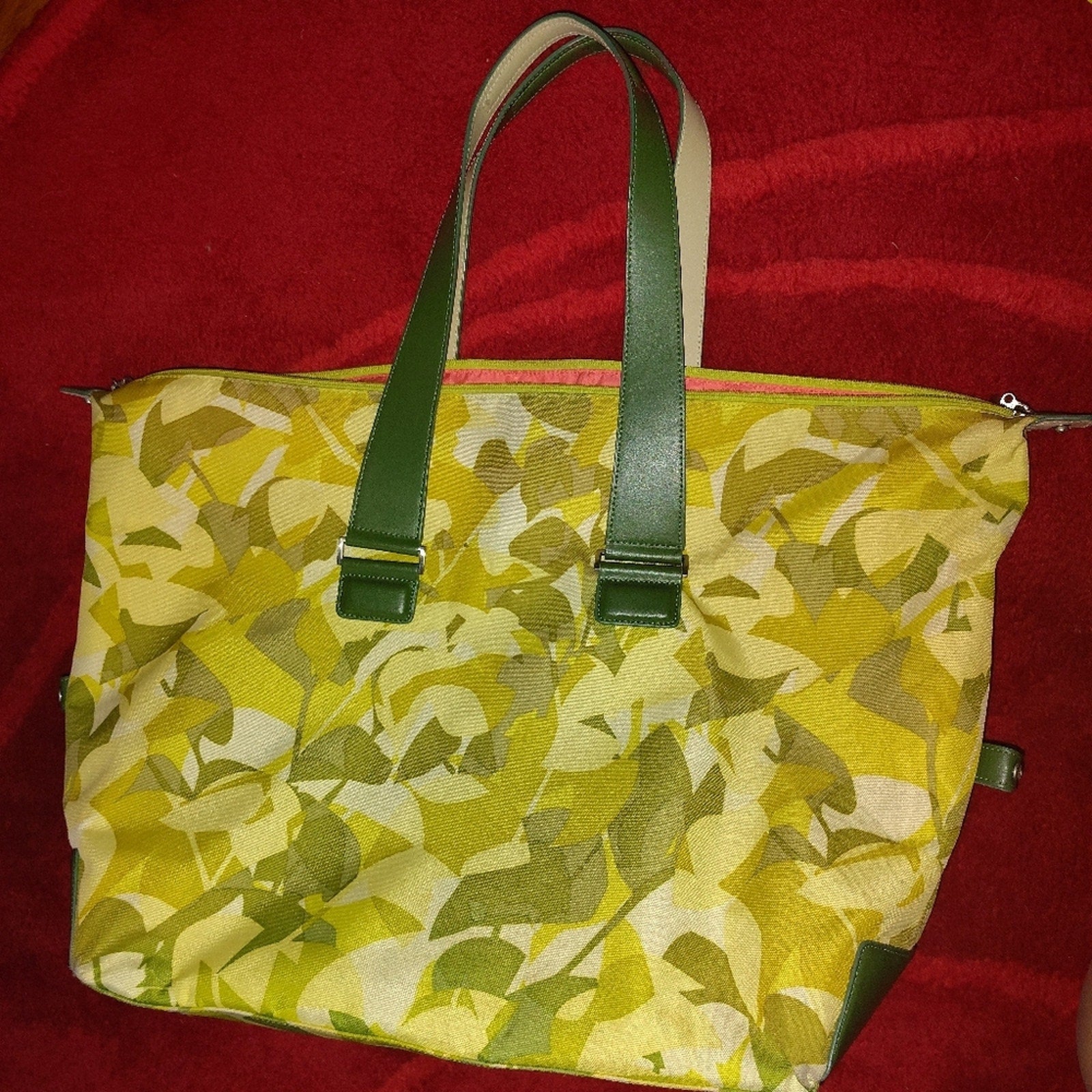 Tumi Nylon & Leather Leaf Print Weekend Duffle