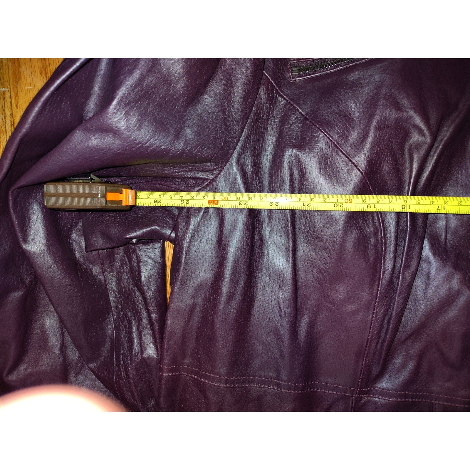Jessica London Burgundy Leather long Jacket Sz 26