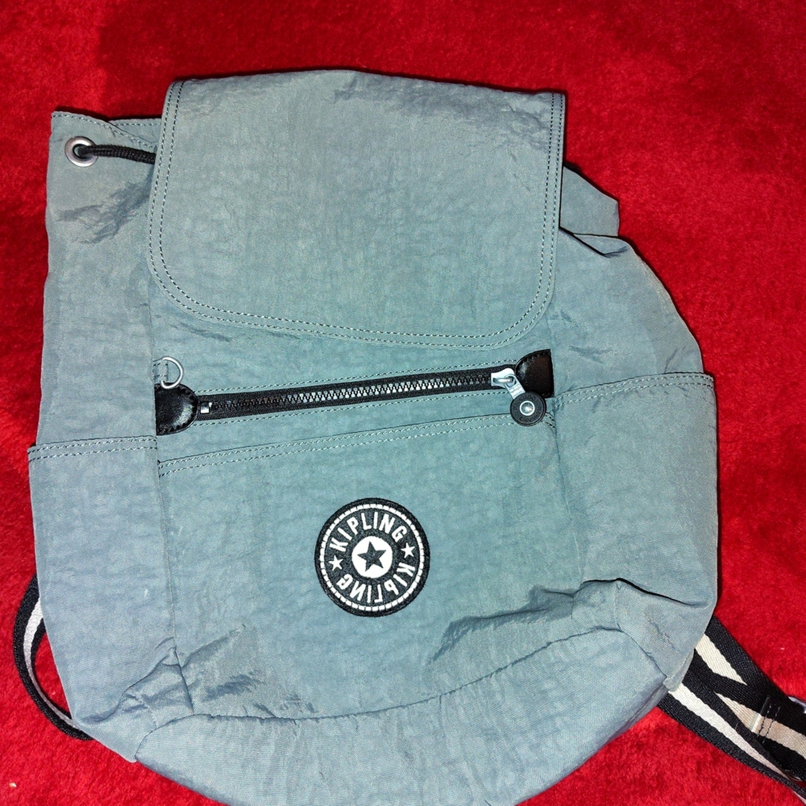 Kipling Vtg Lt Blue Backpack with Logo Patch
