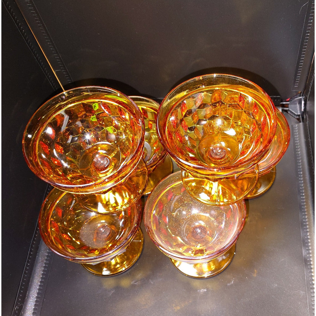 Vintage Amber Glass desert bowls 6