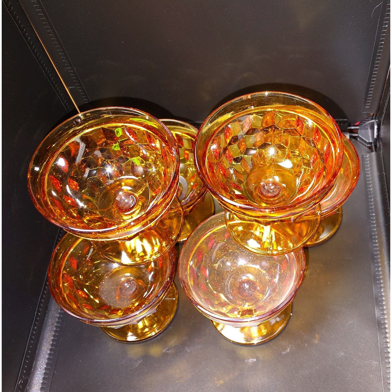 Vintage Amber Glass desert bowls 6