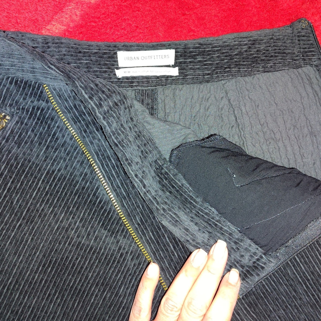 Urban Outfitters Slate Zipper Detail Corduroy Skirt Sz M