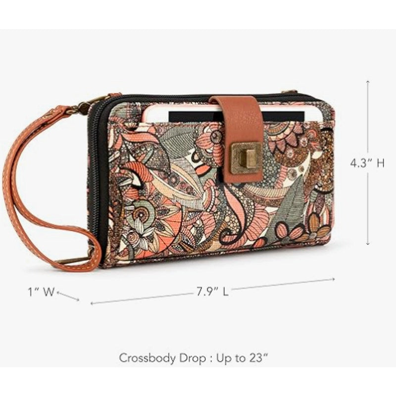Sakroots Artists circle Lrg Smart Phone crossbody All in 1
