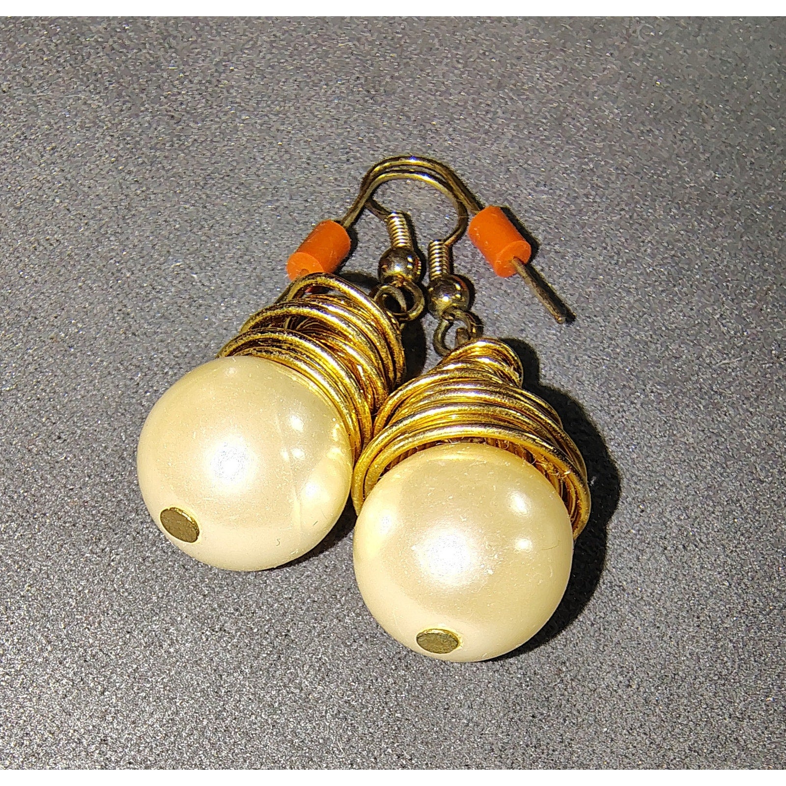 Gold Wire and Pearl Drop Earrings