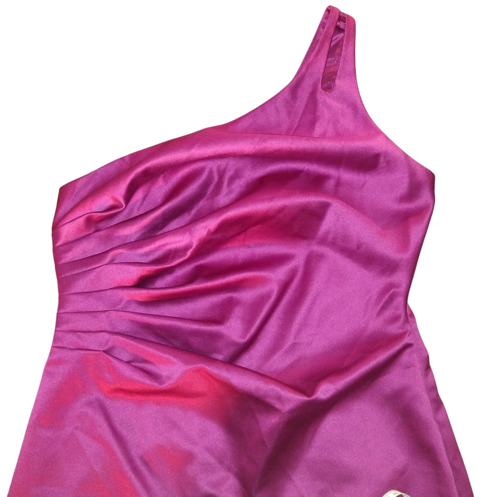 NWT ABS One Shoulder Plum Satin Mini dress SZ 14