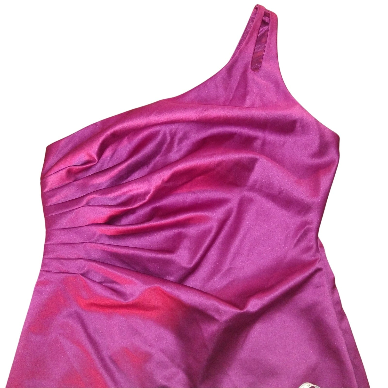 NWT ABS One Shoulder Plum Satin Mini dress SZ 14