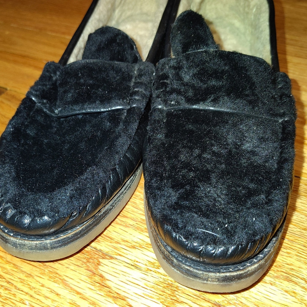 Stuart Weitzman Fur-Lined Slip-On Loafers Sz 9.5