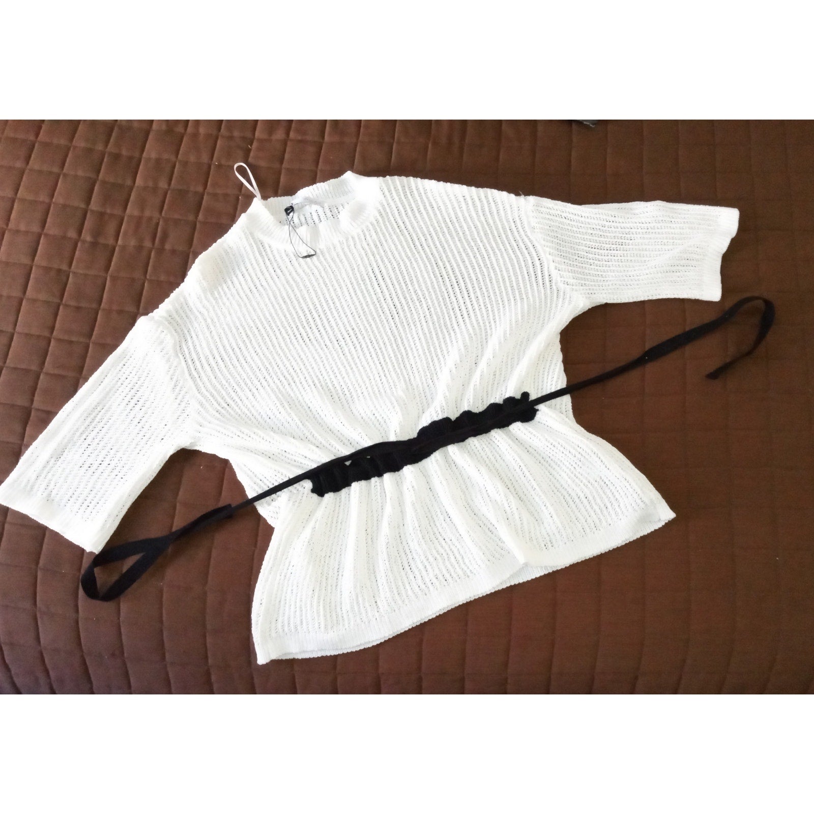Zara sheer shirt w/ Drawstring detail S