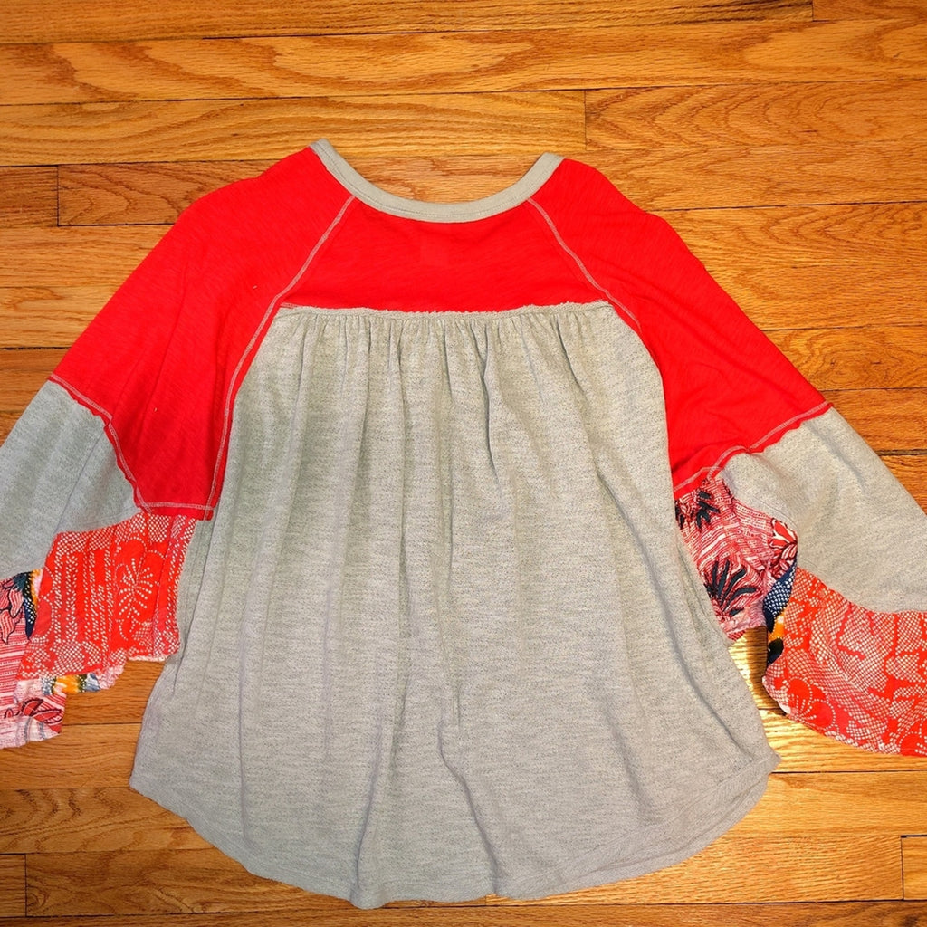 We The Free Red Top with Light Gray Trim Sz M