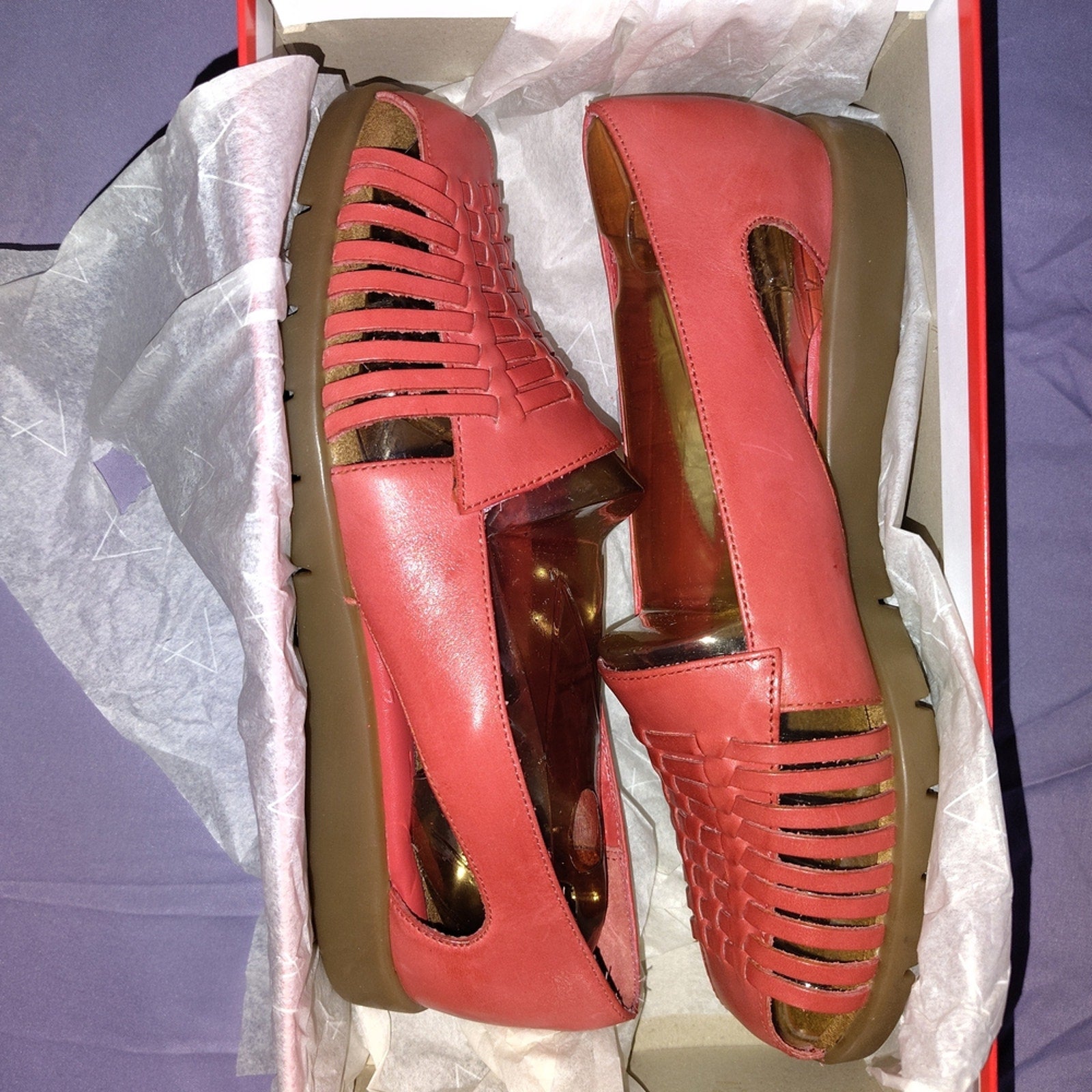 AEROSOLES Red Woven Leather Flats 7W