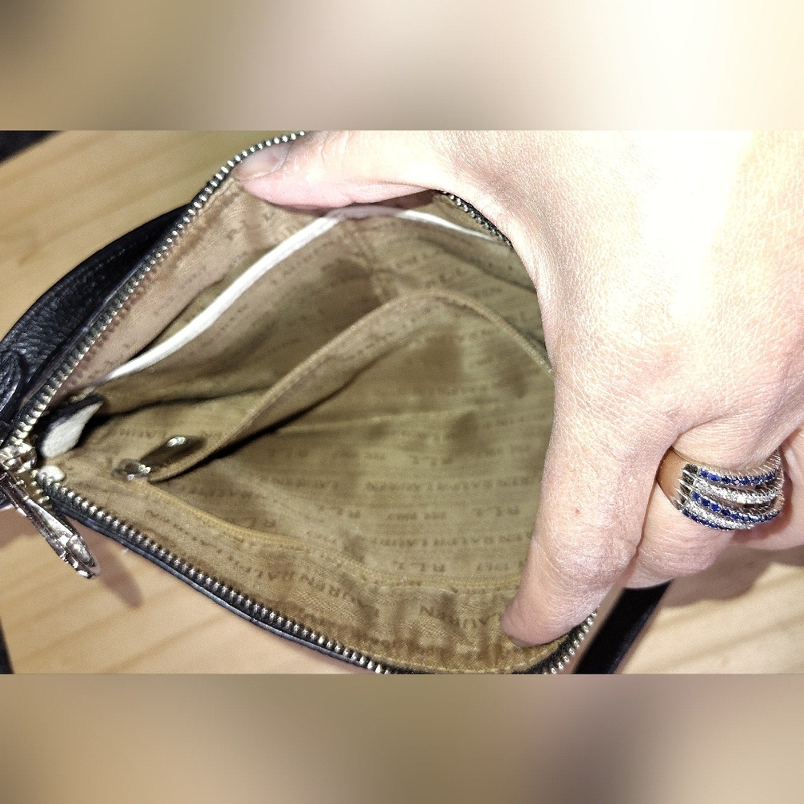 Lauren Ralph Lauren Black and Cream Crossbody Bag