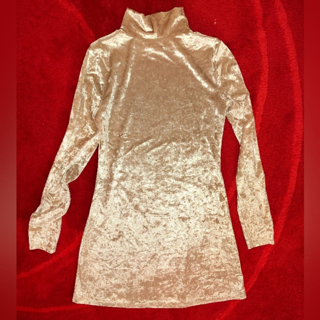 Kimchi Blue Cream Velvet Mini Turtleneck Dress M