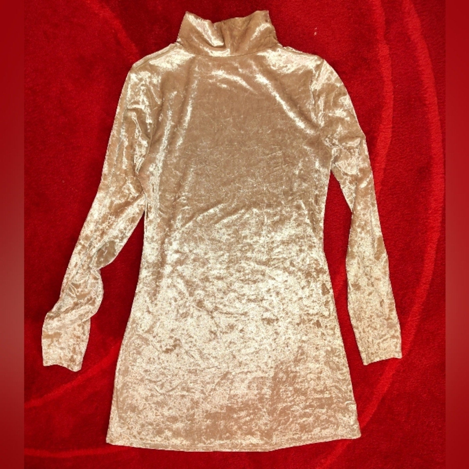 Kimchi Blue Cream Velvet Mini Turtleneck Dress M