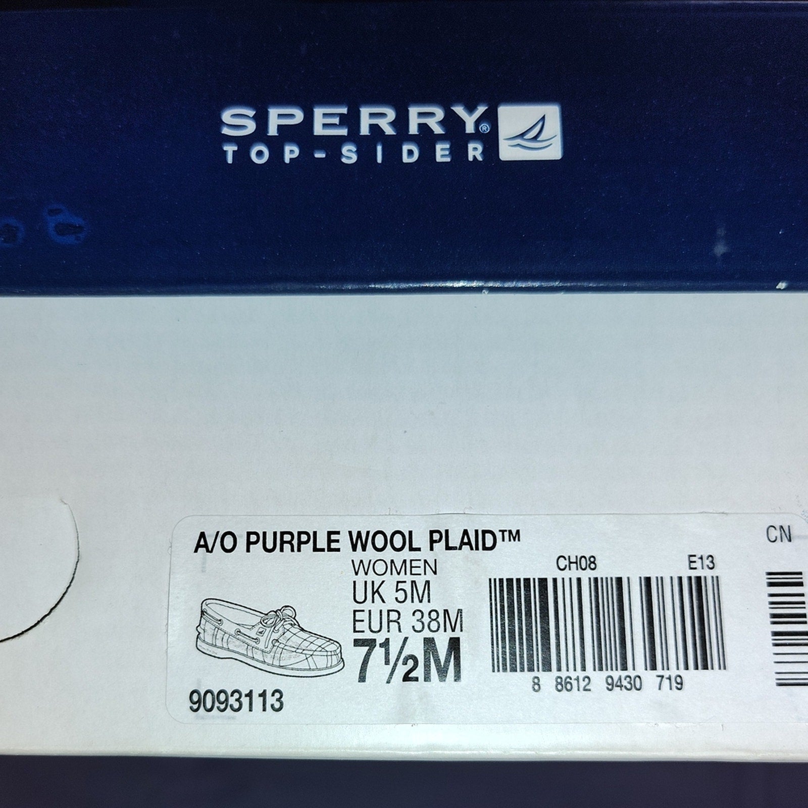 Sperry Women's Plaid Boat Shoes - Brown and Purple Sz 7.5