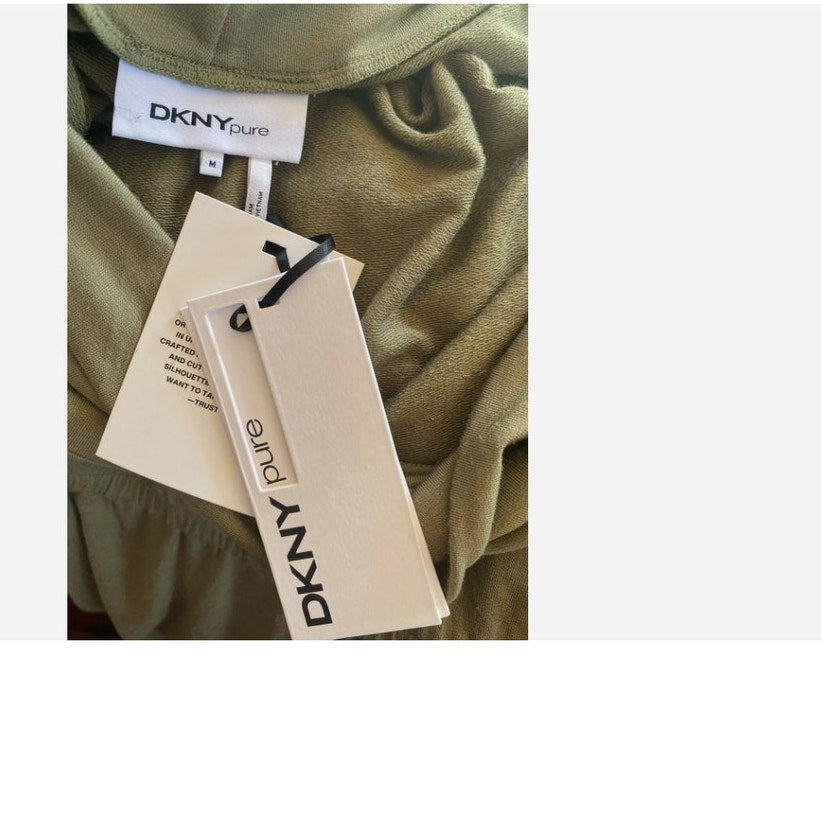 DKNY PUR cowl neck Midi Green Dress SZ M