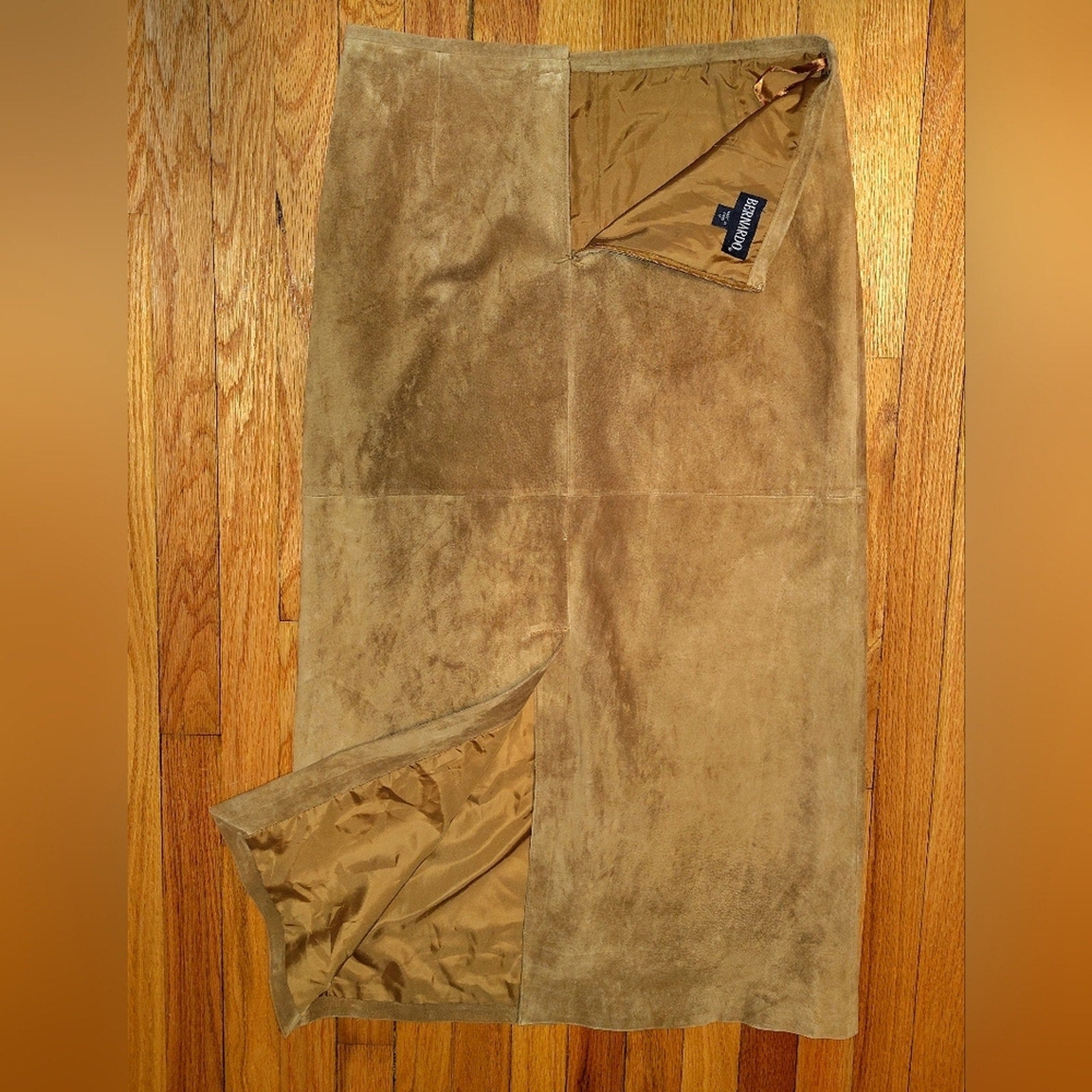 Bernardo Tan Suede Pencil Skirt Sz 12