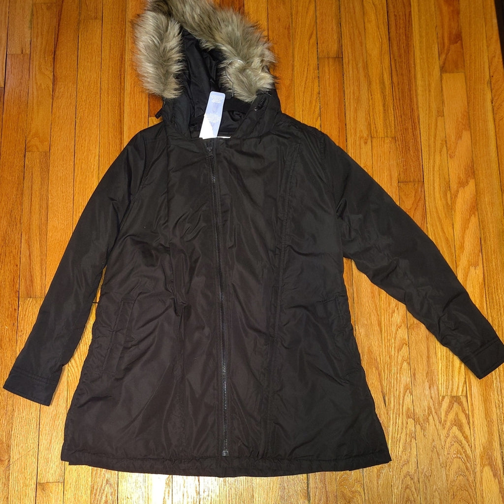 Motherhood Maternity Sz S The Snug Coat w/ Faux Fur Hood
