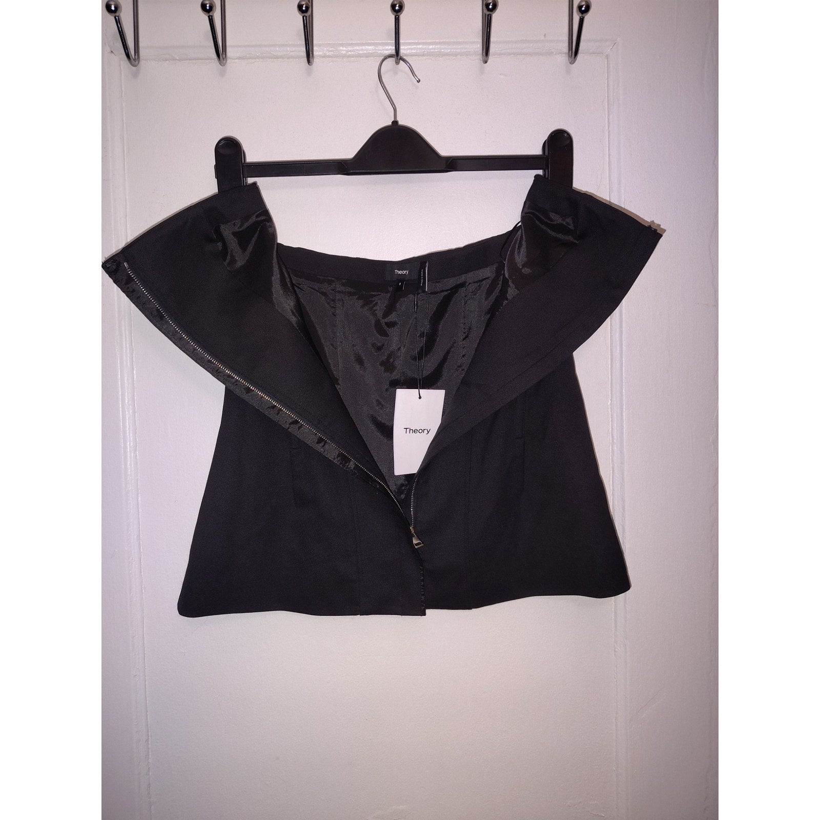 Theory Black Tuxedo Bustier Top Sz 8