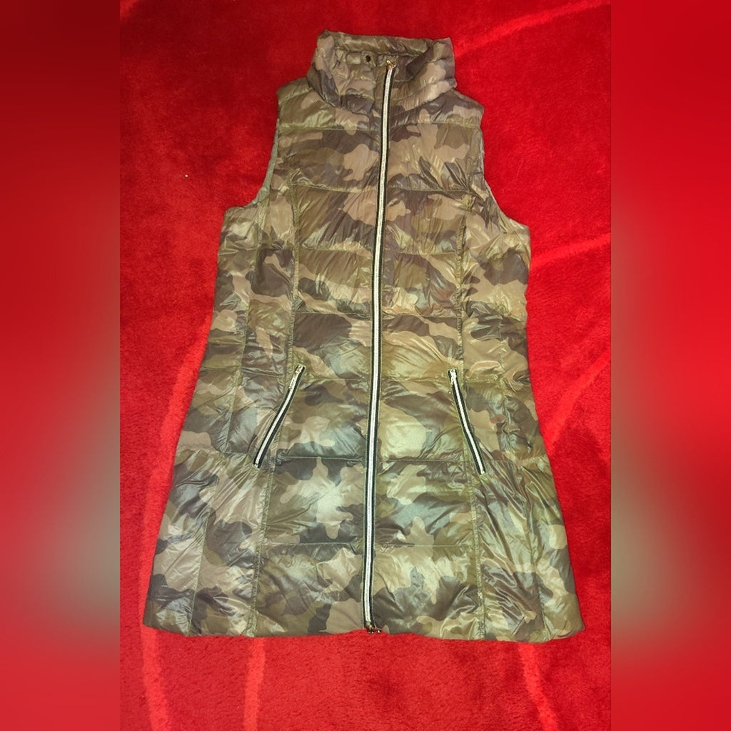 Camo Longline Down Puffer Vest Sz L