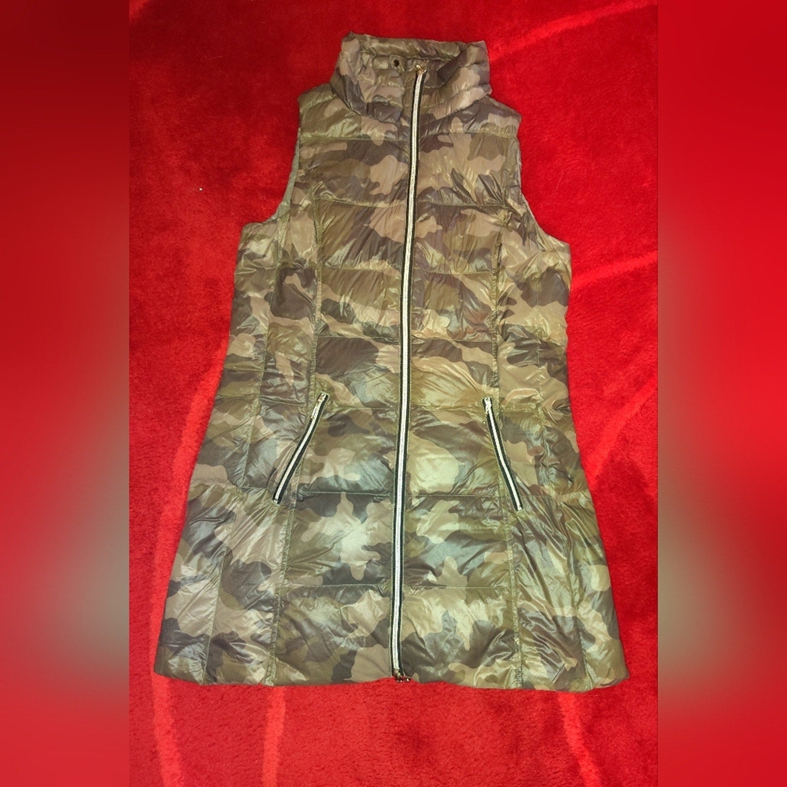 Camo Longline Down Puffer Vest Sz L