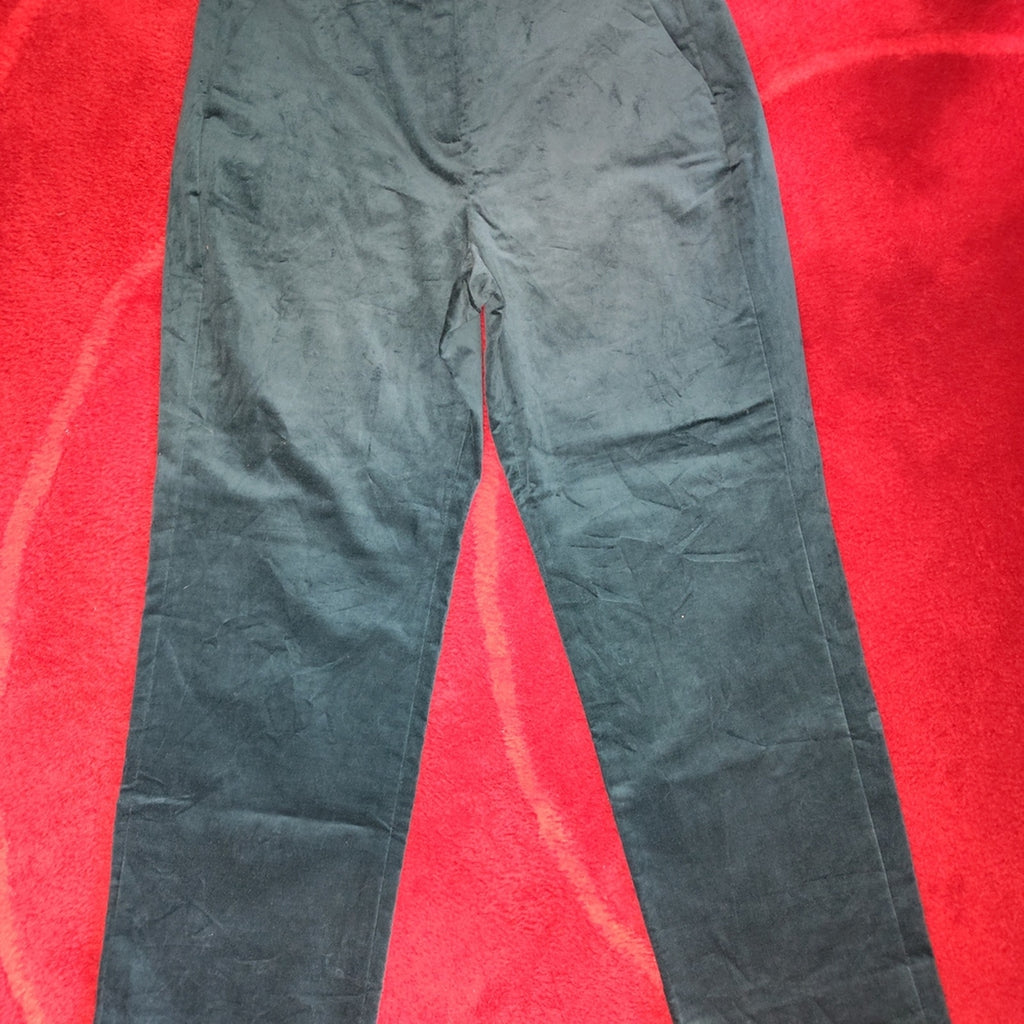 J. Crew Lush Green Velour Straight Leg Pants Sz 14 NWT