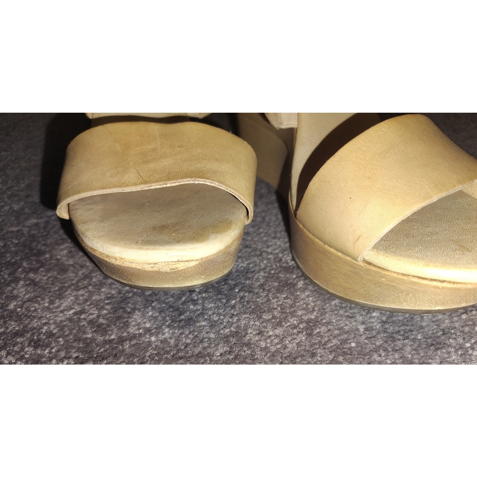 DVF Opal 5" Leather & Wood Wedge Sandal Sz 8