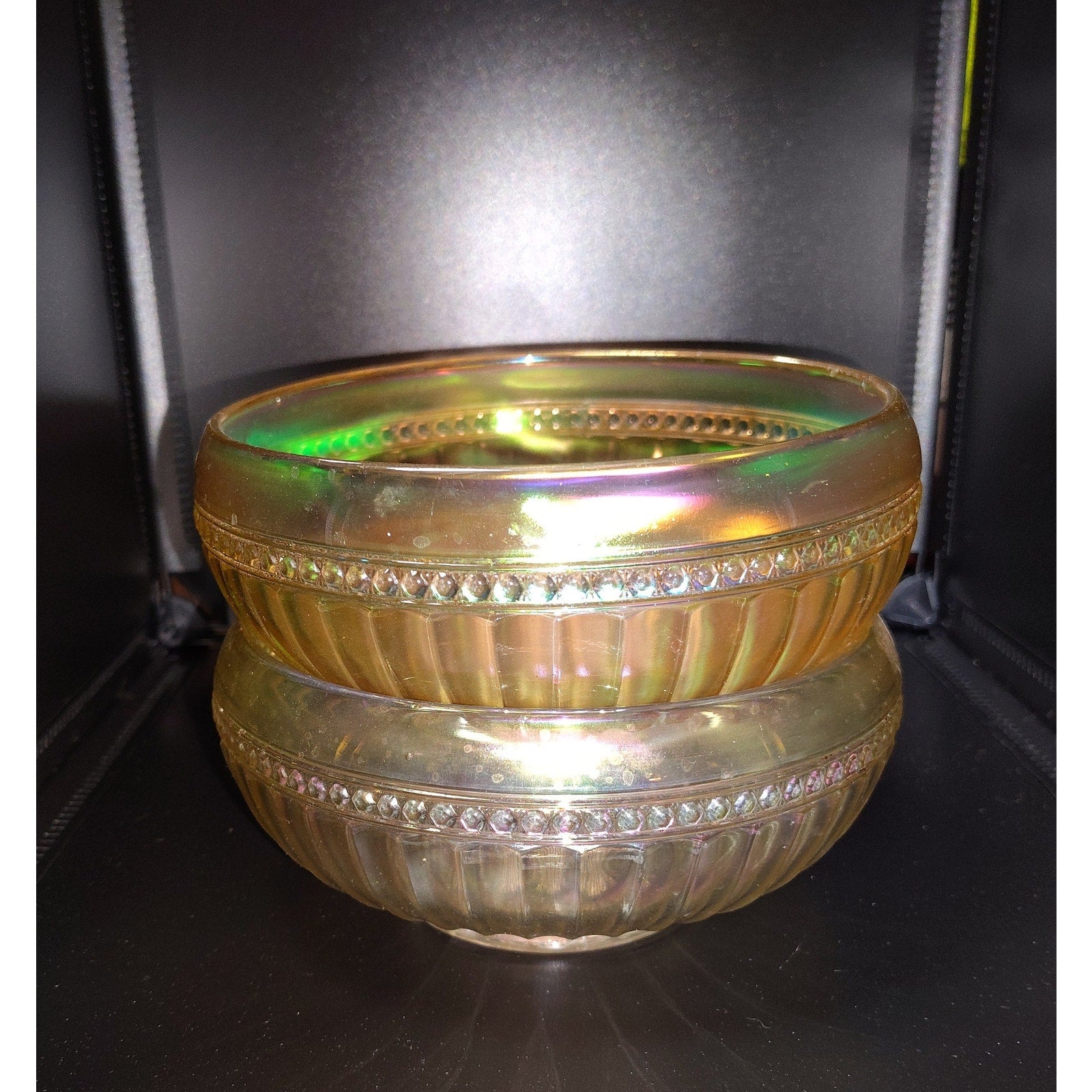 Vintage Iridescent candy bowls, 2