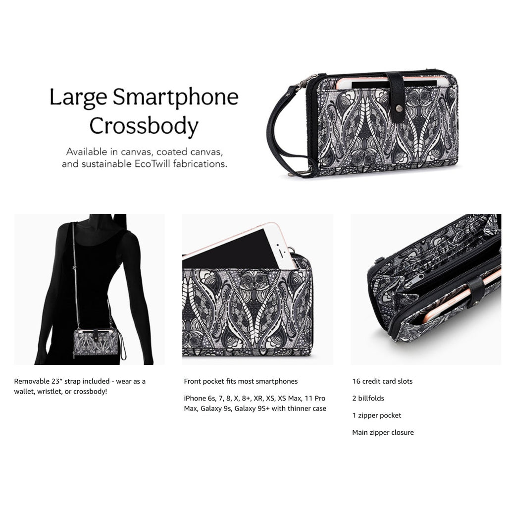 Sakroots Artists circle Lrg Smart Phone crossbody All in 1