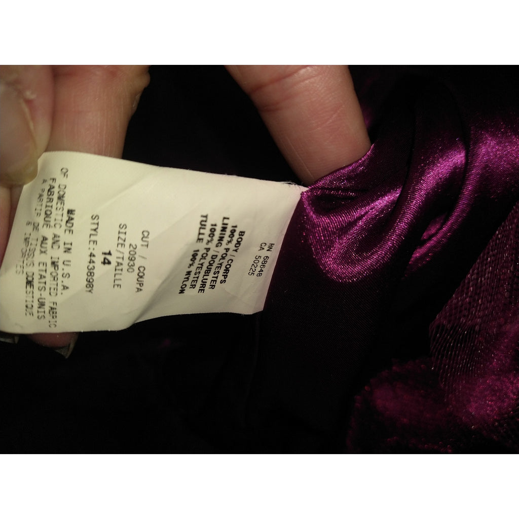 NWT ABS One Shoulder Plum Satin Mini dress SZ 14