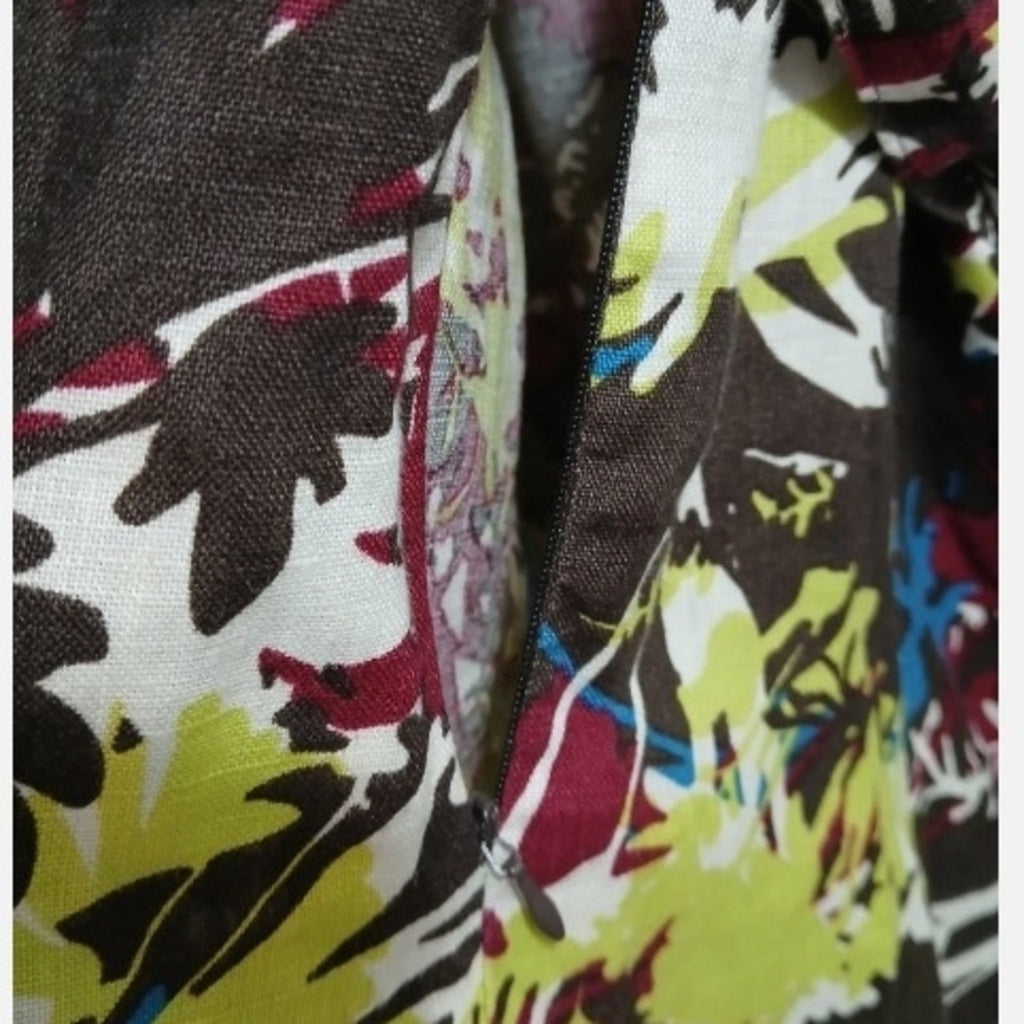 Vintage 100% Linen Floral Midi Dress Sz 18 W