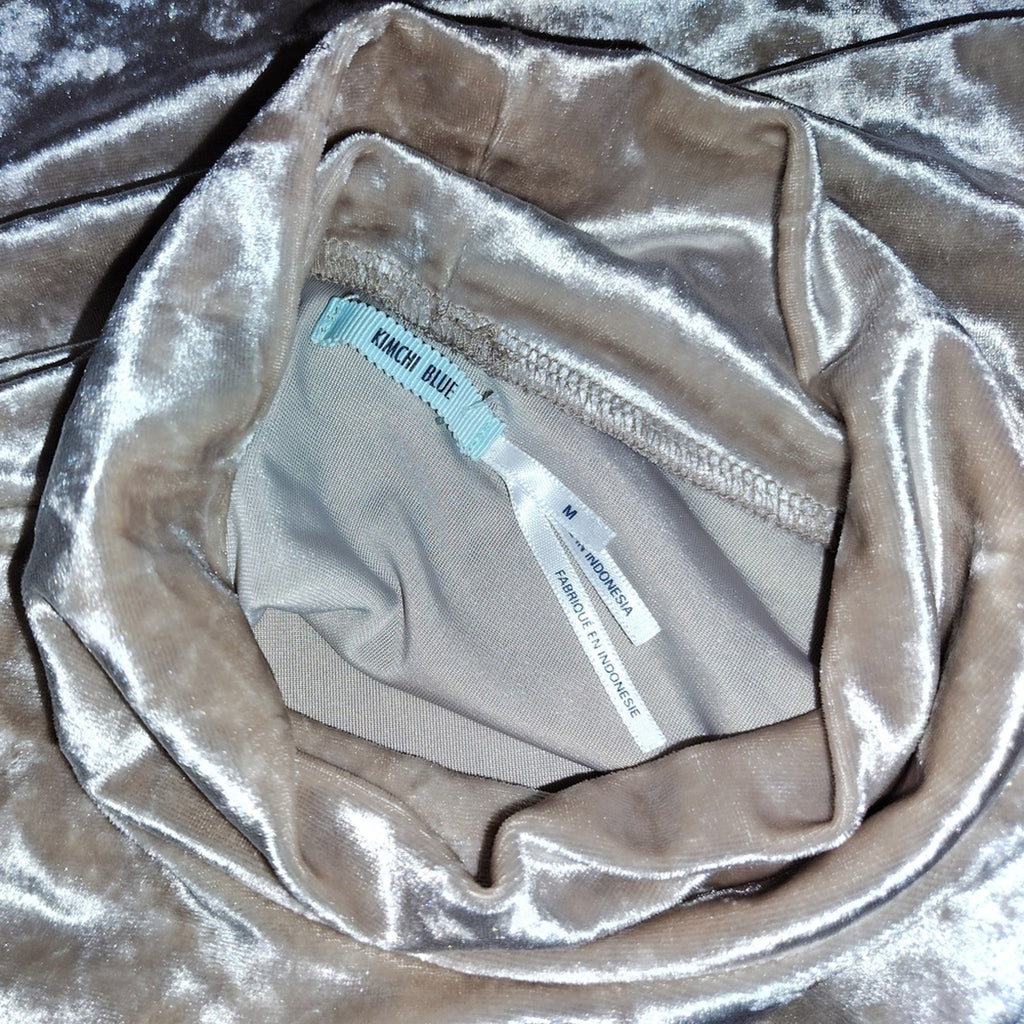Kimchi Blue Cream Velvet Mini Turtleneck Dress M