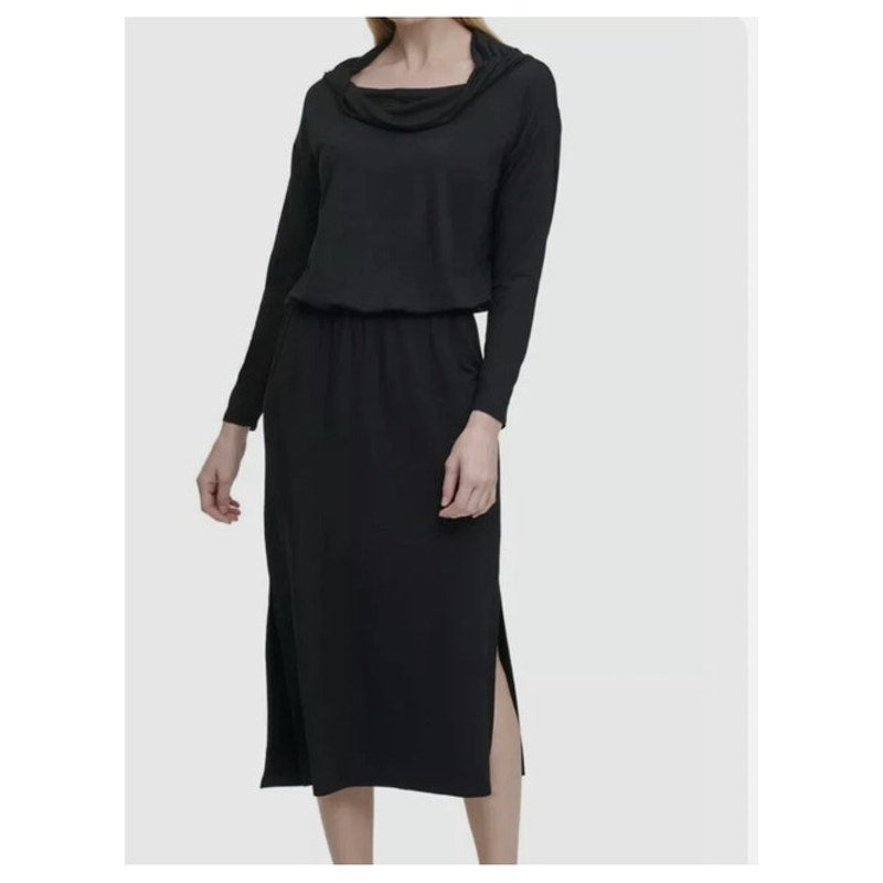DKNY PUR cowl neck Midi Green Dress SZ M