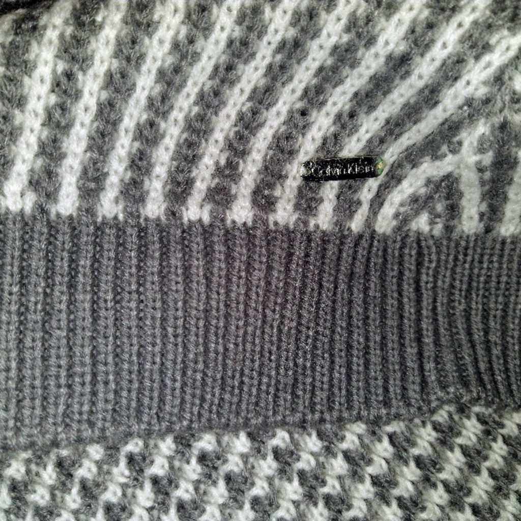 Calvin Klein Gray and White Knit Poncho OS