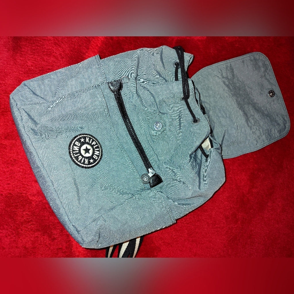 Kipling Vtg Lt Blue Backpack with Logo Patch