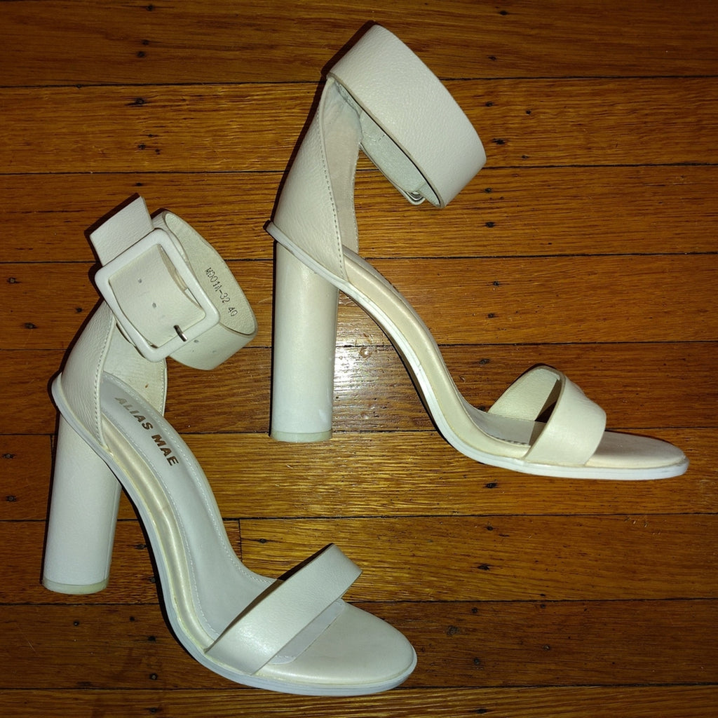 Alias Mae White Leather Strappy Heels Sz 40