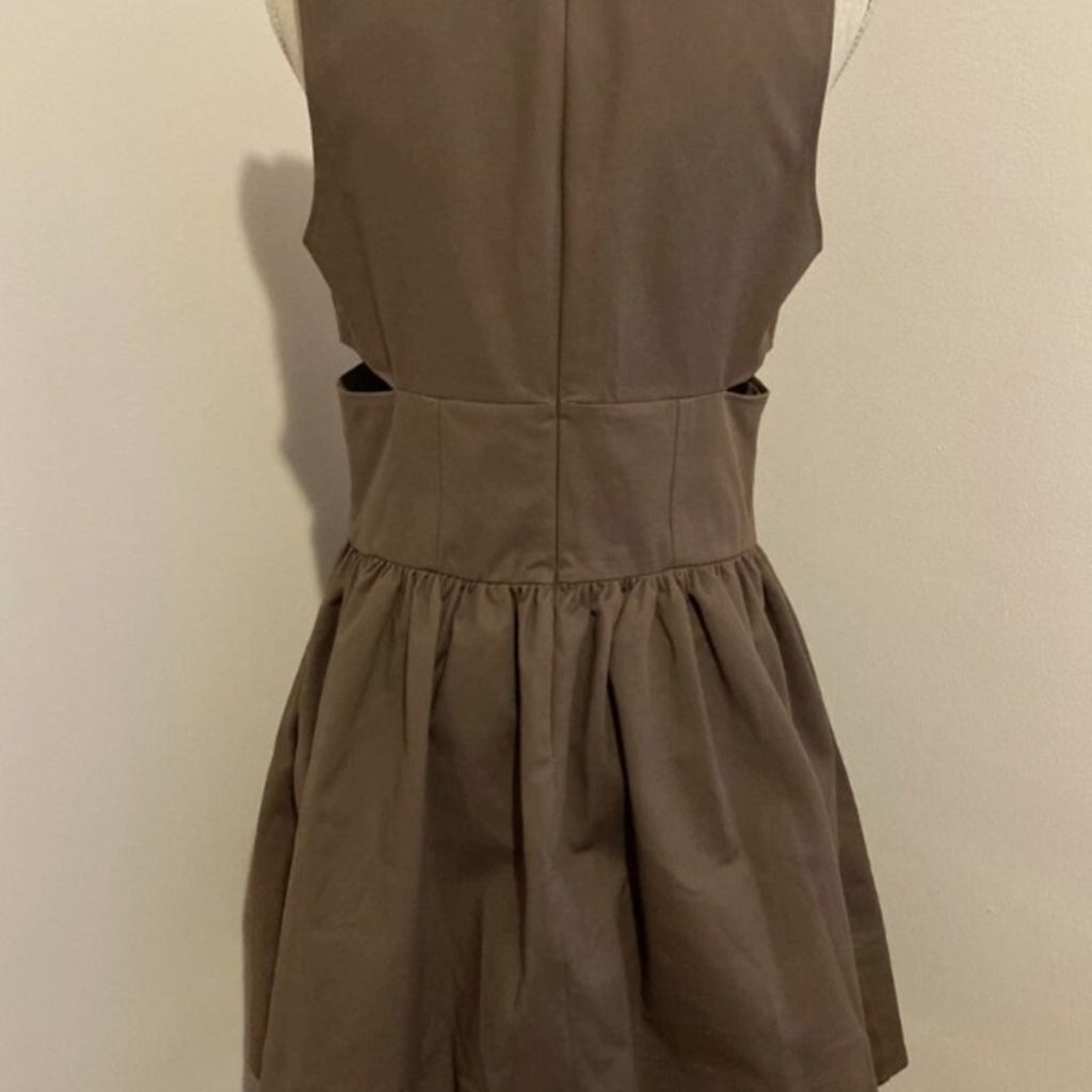 Banana Republic Anisa Deep V-Neck Brown Mini Dress Sz 14T
