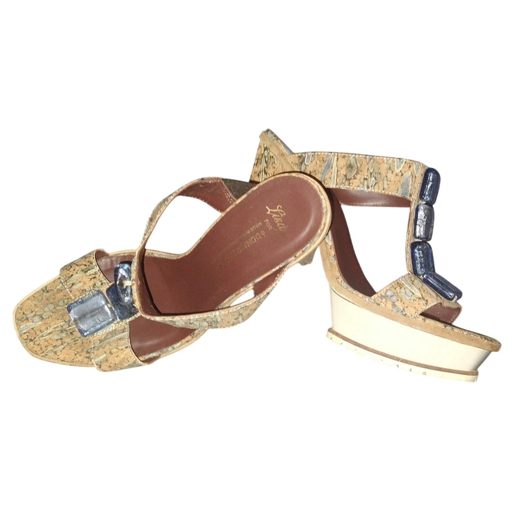 Donald Pliner New Ivree jeweled cork heels sz 9