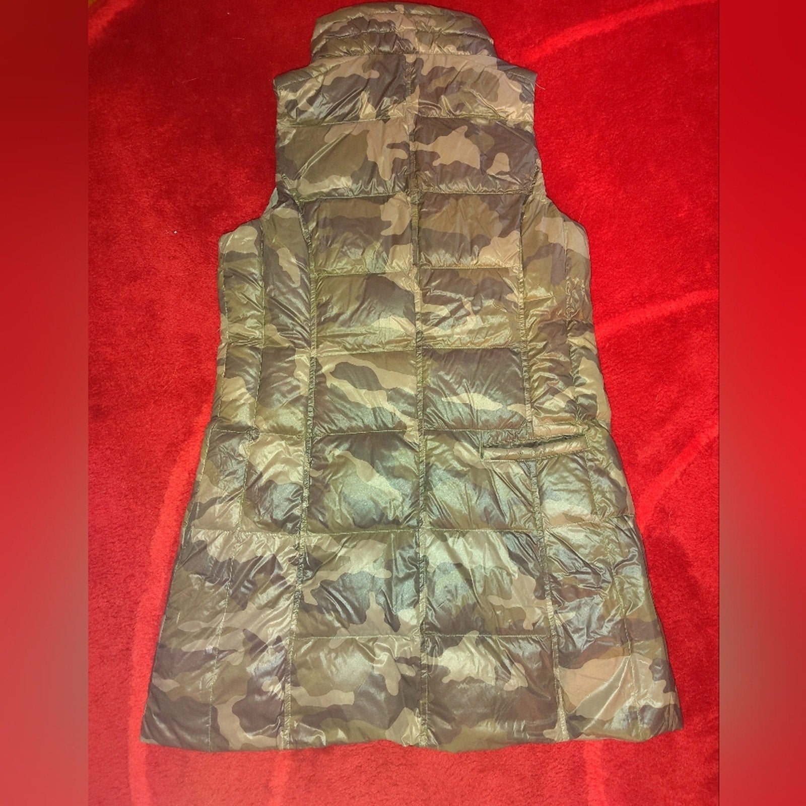 Camo Longline Down Puffer Vest Sz L