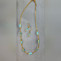 Gold-Tone Necklace & Earrings Set with Turquoise Blue Beads